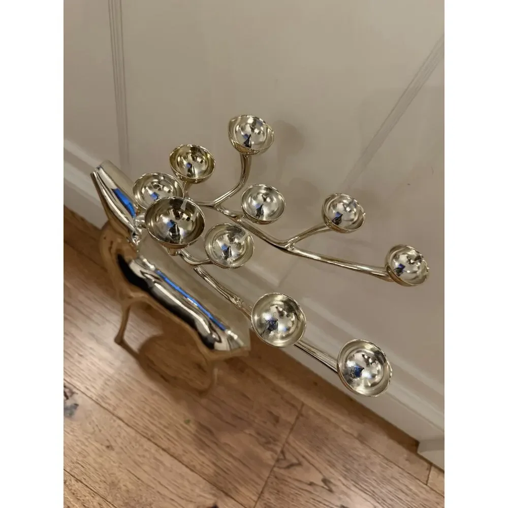 Large Silver Plate Pottery Barn Reindeer Candelabra 10 Points Stands 20